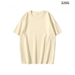 Japanese 320G Heavyweight Short Sleeve T-shirt Men's Summer Pure Cotton Thick Neckline Pure White Half Sleeve T-shirt