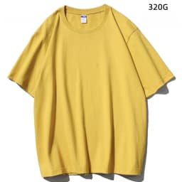 Japanese 320G Heavyweight Short Sleeve T-shirt Men's Summer Pure Cotton Thick Neckline Pure White Half Sleeve T-shirt