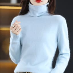 Hot Sale Ladies New 100% Mink Cashmere Sweater Turtleneck Knit Long Sleeve Slim Fashion Pullover Sweater Autumn and Winter