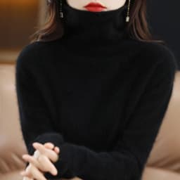 Hot Sale Ladies New 100% Mink Cashmere Sweater Turtleneck Knit Long Sleeve Slim Fashion Pullover Sweater Autumn and Winter