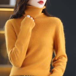 Hot Sale Ladies New 100% Mink Cashmere Sweater Turtleneck Knit Long Sleeve Slim Fashion Pullover Sweater Autumn and Winter