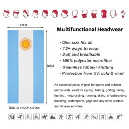 Summer Breathable Argentina Flag Bandana Seamless Face Shield for Worldwide Football Fans Outdoor Sports Headband Neck Gaiter