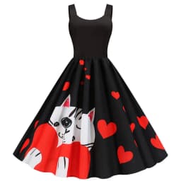 Summer Music Note Floral Print Women Sexy New Year Party Dress Spaghetti Strap Vintage Swing Robe Valentine's Vestidos