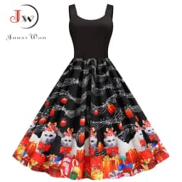 Summer Music Note Floral Print Women Sexy New Year Party Dress Spaghetti Strap Vintage Swing Robe Valentine's Vestidos