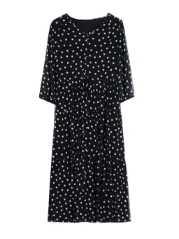 Summer Black Print Polka Dot Silk Midi Dress Women Elegant Bodycon Ruffled V-Neck Dress 2024 Vintage Hepburn Party Evening Dress