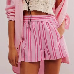 Women Shorts Striped Elastic High Waist Loose Baggy Short Trousers with Pockets 2000s Summer Streetwear