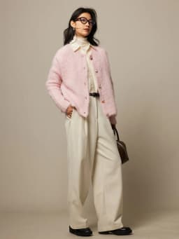 SuyaDream, Women Cardigans, 78%Alpaca, O Neck, Single breasted Solid Sweaters, 2025 Fall Winter Warm Jackets, White, Grey, Pink