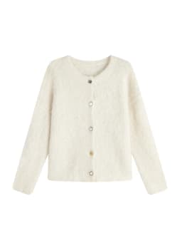 SuyaDream, Women Cardigans, 78%Alpaca, O Neck, Single breasted Solid Sweaters, 2025 Fall Winter Warm Jackets, White, Grey, Pink