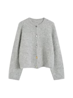 SuyaDream, Women Cardigans, 78%Alpaca, O Neck, Single breasted Solid Sweaters, 2025 Fall Winter Warm Jackets, White, Grey, Pink
