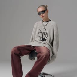 Karrcat Spider Print Harajuku Thick Sweater Women Gothic Vintage Ripped Grunge Y2k Jumper Streetwear Oversize Hiphop Pullover