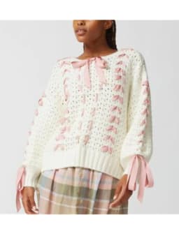 Women Bow Tie Up Sweaters Winter Spring Sweet Knitted Long Sleeve Crew Neck Pullovers Tops Fall Loose Fit Knitwear Streetwear