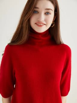 Women's Knit Tops Short Sleeve Fashion Women Sweaters New 100% Merino Wool Knitwears Vintage Sweater Turtleneck Pullover Clothes