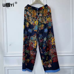 WINYI Middle East print kimonos 2 piece sets women outfit Long Cardigan And Wide Leg Pant Sets Pants Suits holiday beach cover u