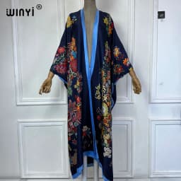 WINYI Middle East print kimonos 2 piece sets women outfit Long Cardigan And Wide Leg Pant Sets Pants Suits holiday beach cover u