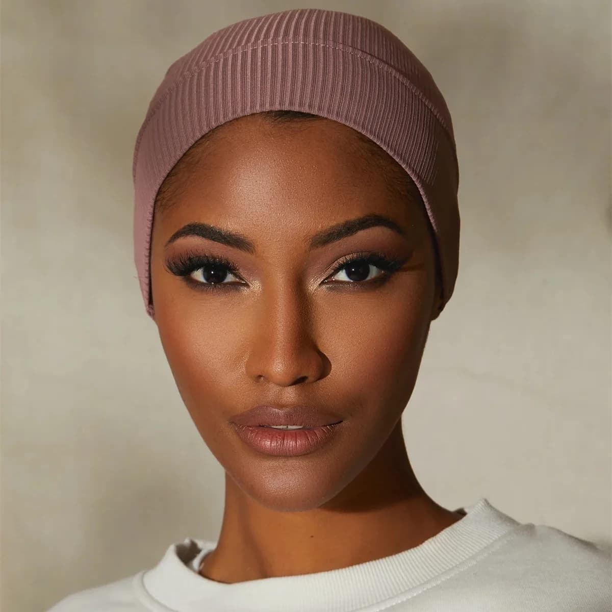 Textured Ribbled Under Scarf Muslim Women's Inner Hijab Cap Elastic Underscarf Bonnet Ladies Head Wraps Soild Color Turban Hat
