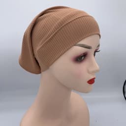 Textured Ribbled Under Scarf Muslim Women's Inner Hijab Cap Elastic Underscarf Bonnet Ladies Head Wraps Soild Color Turban Hat