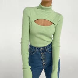 2021 Spring Autumn Sexy Knitted Turtleneck Top Women Hollow Out Casual Long Sleeve T Shirt New Fashion Slim Tops Lady Clothing