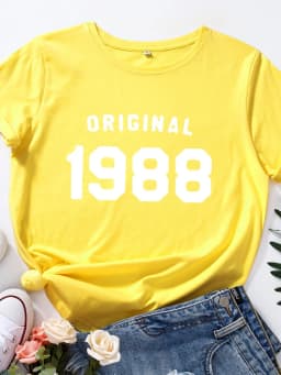 Original 1988 Letter Print Women T Shirt Short Sleeve O Neck Loose Women Tshirt Ladies Tee Shirt Tops Clothes Camisetas Mujer