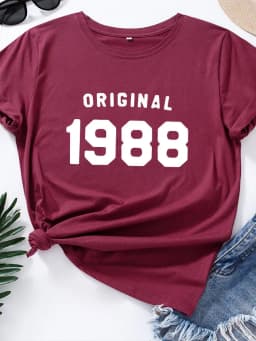 Original 1988 Letter Print Women T Shirt Short Sleeve O Neck Loose Women Tshirt Ladies Tee Shirt Tops Clothes Camisetas Mujer