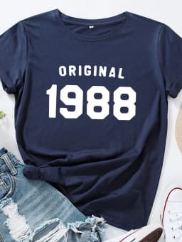 Original 1988 Letter Print Women T Shirt Short Sleeve O Neck Loose Women Tshirt Ladies Tee Shirt Tops Clothes Camisetas Mujer
