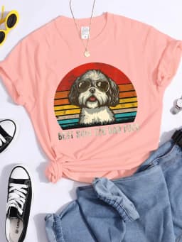 Best Shih Tzu Dad Ever Kawaii Female Tshirts Breathable Casual T-Shirts Fashion Summer Crop Top Cartoon S-Xxxl Womens T-Shirt