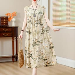 New Fashion Hot Arrival Casual 2026 Summer Dress Print Loose O-Neck Cotton Women Clothing Dresses Plus Size