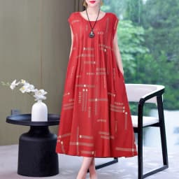 New Fashion Hot Arrival Casual 2026 Summer Dress Print Loose O-Neck Cotton Women Clothing Dresses Plus Size