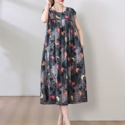 New Fashion Hot Arrival Casual 2026 Summer Dress Print Loose O-Neck Cotton Women Clothing Dresses Plus Size