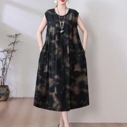 New Fashion Hot Arrival Casual 2026 Summer Dress Print Loose O-Neck Cotton Women Clothing Dresses Plus Size