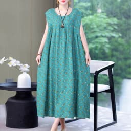 New Fashion Hot Arrival Casual 2026 Summer Dress Print Loose O-Neck Cotton Women Clothing Dresses Plus Size