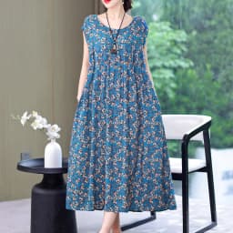 New Fashion Hot Arrival Casual 2026 Summer Dress Print Loose O-Neck Cotton Women Clothing Dresses Plus Size