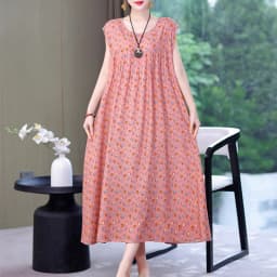 New Fashion Hot Arrival Casual 2026 Summer Dress Print Loose O-Neck Cotton Women Clothing Dresses Plus Size