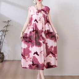 New Fashion Hot Arrival Casual 2026 Summer Dress Print Loose O-Neck Cotton Women Clothing Dresses Plus Size