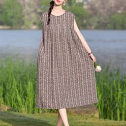 New Fashion Hot Arrival Casual 2026 Summer Dress Print Loose O-Neck Cotton Women Clothing Dresses Plus Size