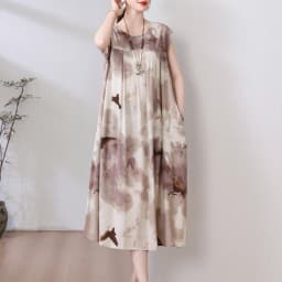 New Fashion Hot Arrival Casual 2026 Summer Dress Print Loose O-Neck Cotton Women Clothing Dresses Plus Size