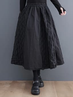 Black Vintage High Waist Patchwork Plaid Skirt Women New Plus Size Fashion Loose Casual Midi Skirts Clothing Spring Autumn 2025