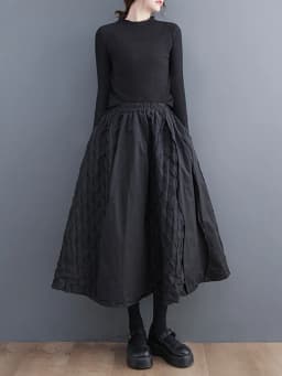 Black Vintage High Waist Patchwork Plaid Skirt Women New Plus Size Fashion Loose Casual Midi Skirts Clothing Spring Autumn 2025