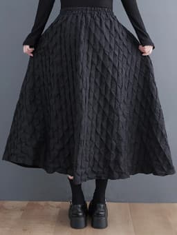 Black Vintage High Waist Patchwork Plaid Skirt Women New Plus Size Fashion Loose Casual Midi Skirts Clothing Spring Autumn 2025