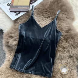 Blusa Mujer Moda Fashion Sexy Women Velour Tank Crop Top Summer Korean Streetwear Gold Velvet Camisole Elegant Vest Plus Size