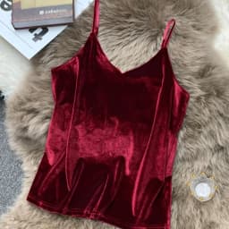 Blusa Mujer Moda Fashion Sexy Women Velour Tank Crop Top Summer Korean Streetwear Gold Velvet Camisole Elegant Vest Plus Size