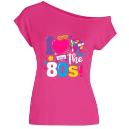 XUANSHOW 2024 Summer I Love the 80s Emotional Element T-shirt Sexy Off Shoulder Tops Short Sleeve Letters Printed Tee Shirt