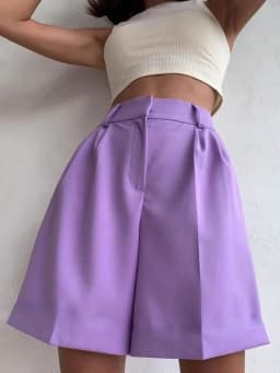 Women's Summer Shorts 2025 Long with High Waist Female Loose White Classic Knee-Length Office Wide Women's Shorts Black Candy
