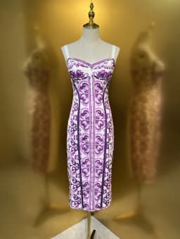 Summer Silk Bustier Midi Dress Women's Elegant Spaghetti Strap Porcelain Print Beach Party Sexy Bodycon Vacation Evening Dress