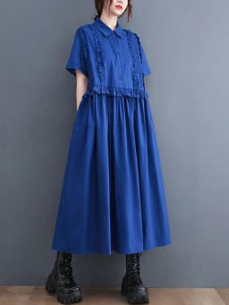2026 Spring Summer New Patchwork Shirt Dresses For Women Short Sleeve Loose Casual Vintage Long Dress Fashion Elegant Clothing