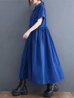 2026 Spring Summer New Patchwork Shirt Dresses For Women Short Sleeve Loose Casual Vintage Long Dress Fashion Elegant Clothing