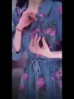 4XL Lace-Up Dress 2023 Spring/Summer New Light Luxury Fashion Waist Covering And Slim Fit Peony Print Denim Dress V-Neck Dress