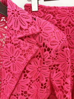 HIGH STREET Newest 2026 Designer Runway Fashion Suit Set Women's Single Button Guipure Lace Blazer Pencil Pants Suit 2pcs