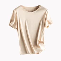 Women's T-Shirt, Short Sleeve, V Neck Tees, O Neck, Silk Cotton,Solid, Monochromatic, Summer Tops