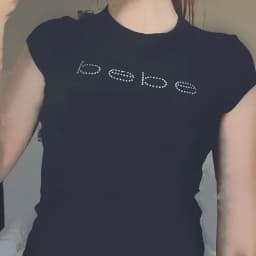 2000s Rhinestone Letter Print Women Slim Crop Top Gothic Cute Baby Tee Vintage Grunge T-Shirt Y2k Clothes Summer Top Streetwear