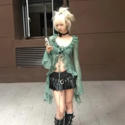 Karrram Japanese Y2k Lace Shirt Vintage 2000s Style Ruffles Blouses Grunge Aesthetics Irregular Green Shirts American Retro 90s